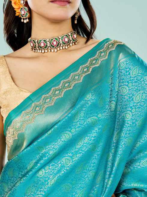 Mohey Ravishing Rama Green Saree