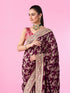 Mohey Enchanting Wine Silk Bridal Saree