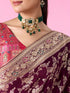 Mohey Enchanting Wine Silk Bridal Saree