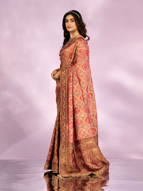 Mohey Pink Tissue Splendour Bridal Saree