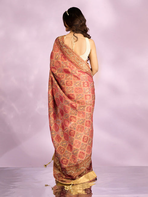 Mohey Pink Tissue Splendour Bridal Saree