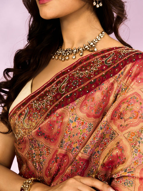 Mohey Pink Tissue Splendour Bridal Saree