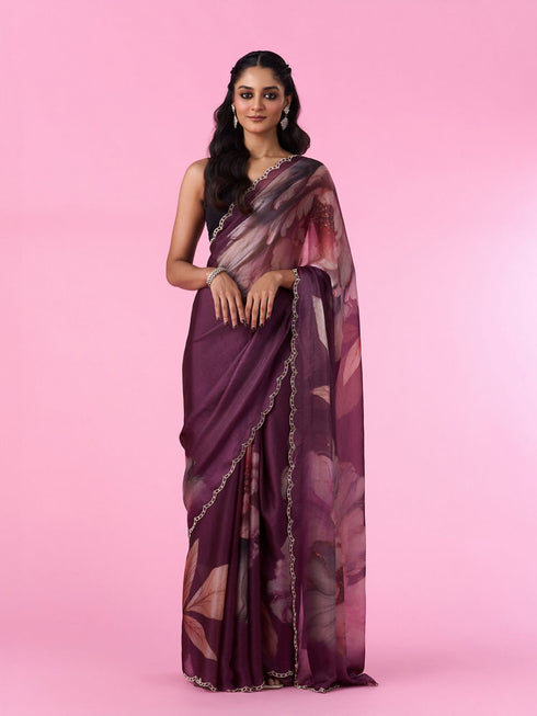 Mohey Enchanting Wine Chinon Saree