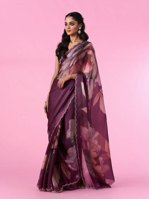 Mohey Enchanting Wine Chinon Saree