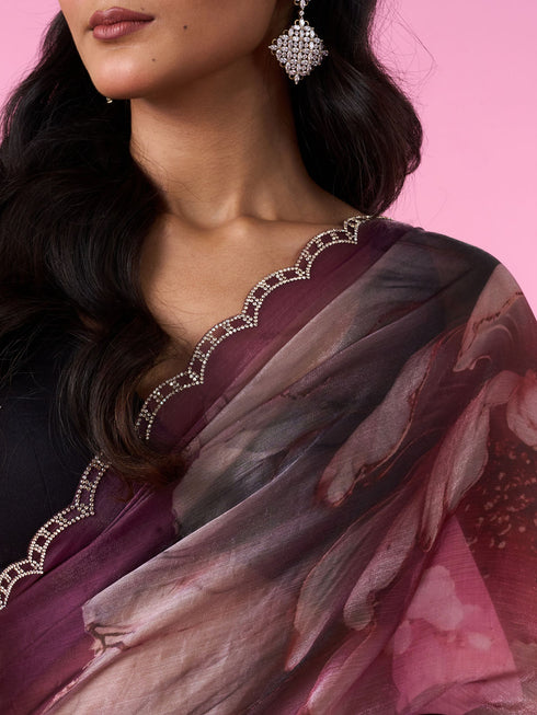 Mohey Enchanting Wine Chinon Saree