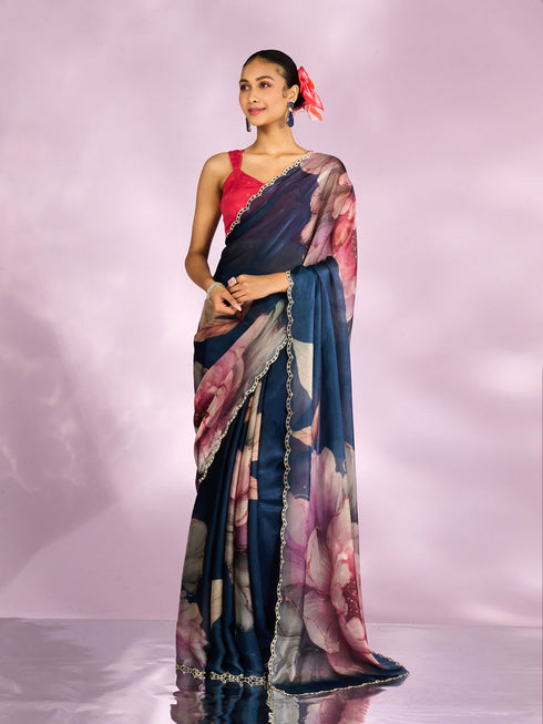 Mohey Indigo Blue Elegance Saree