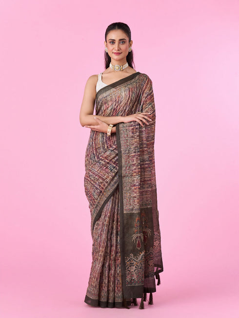 Mohey Enchanting Mehandi Green Silk Saree