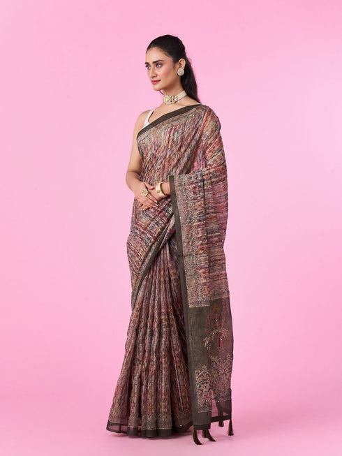 Mohey Enchanting Mehandi Green Silk Saree