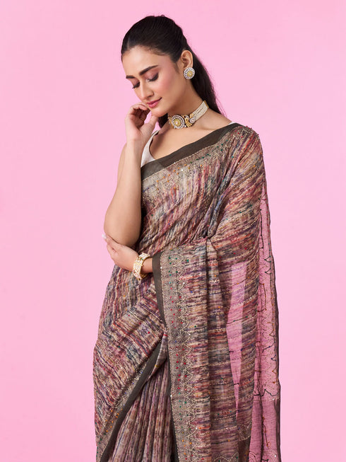 Mohey Enchanting Mehandi Green Silk Saree