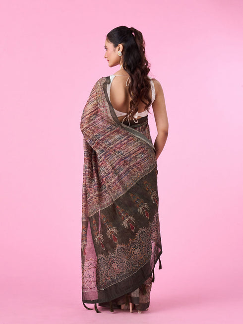 Mohey Enchanting Mehandi Green Silk Saree