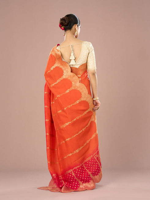 Mohey Radiant Orange Silk Saree