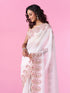 Mohey Elegant Cream Chinon Saree