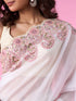 Mohey Elegant Cream Chinon Saree