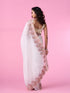 Mohey Elegant Cream Chinon Saree
