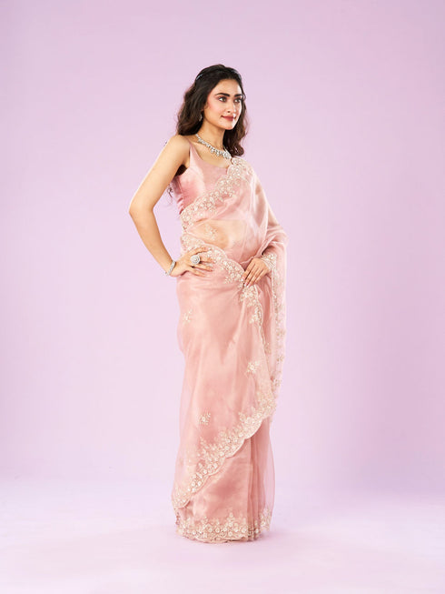 Mohey Pink Organza Extravaganza Saree
