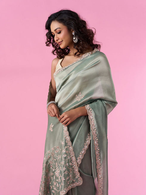 Mohey Sea Green Party Wear Saree