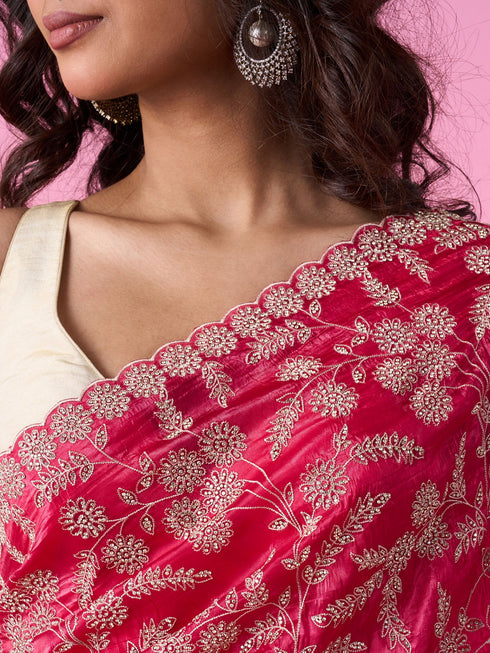 Mohey Rani Pink Exquisite Chinon Bridal Saree