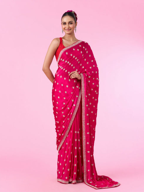 Mohey Rani Pink Satin Elegance Saree
