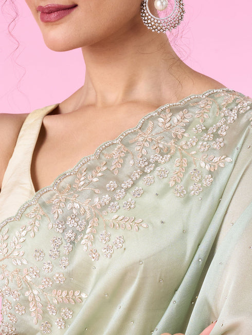 Mohey Opulent Green Organza Saree