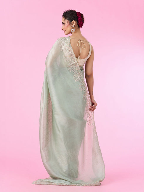 Mohey Opulent Green Organza Saree