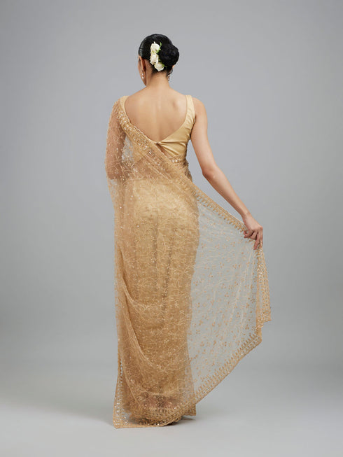 Mohey Beige Net Festive Saree