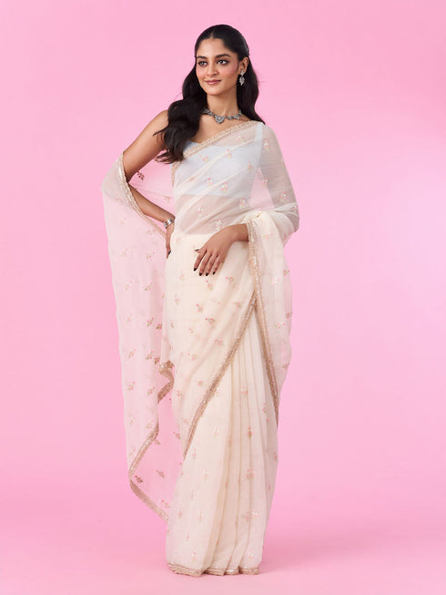 Mohey Rani Pink Satin Elegance Saree
