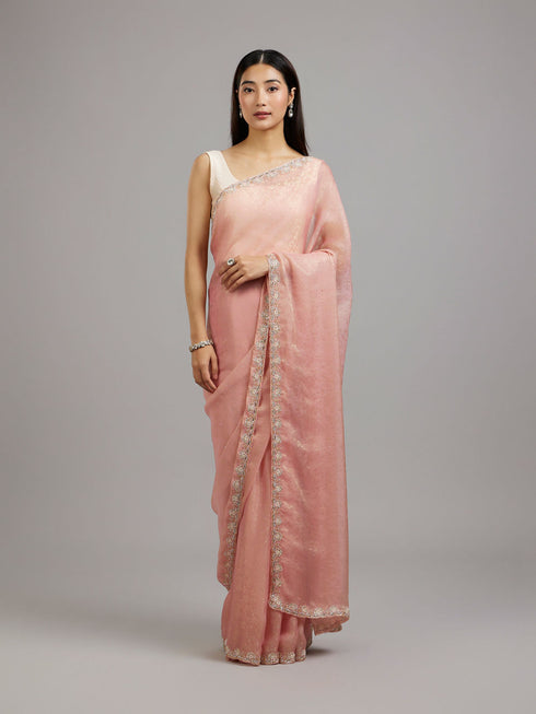 Mohey Peach Paradise Organza Saree