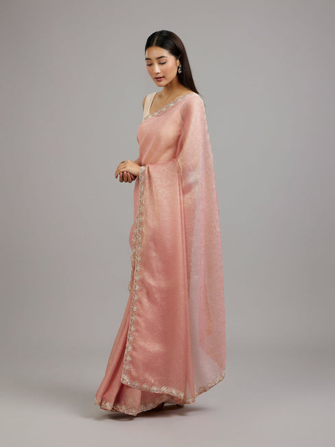 Mohey Peach Paradise Organza Saree