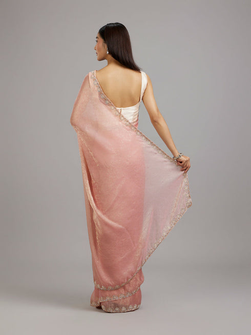Mohey Peach Paradise Organza Saree