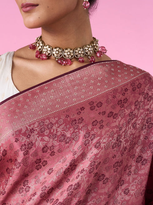 Mohey Dusty Pink Elegance Saree