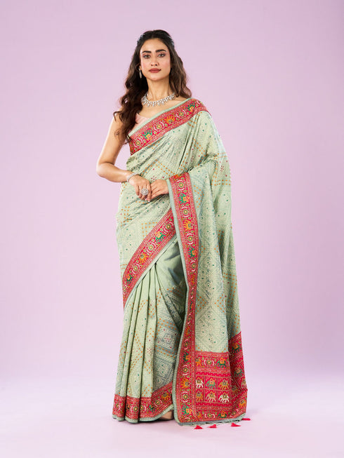 Mohey Misty Green Saree