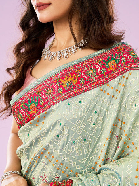Mohey Misty Green Saree