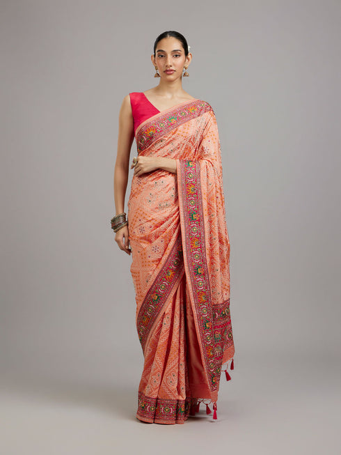 Mohey Peach Elegance Saree