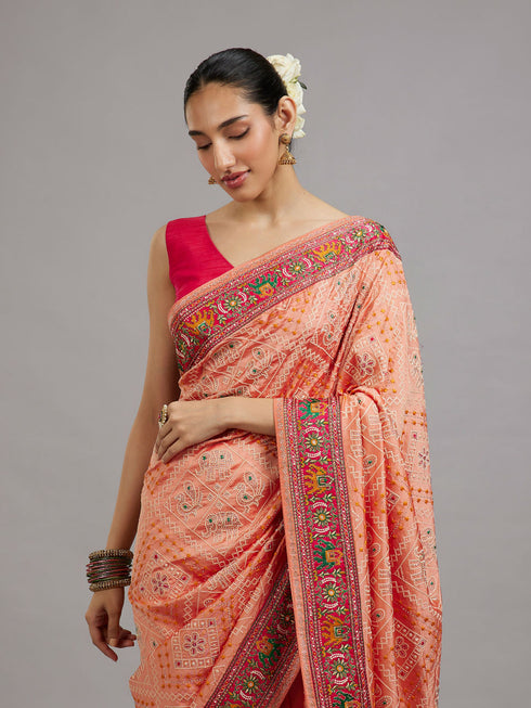 Mohey Peach Elegance Saree