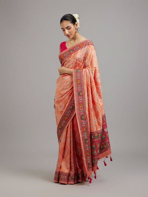 Mohey Peach Elegance Saree