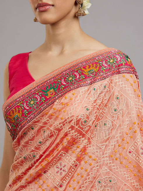 Mohey Peach Elegance Saree