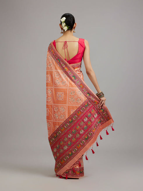 Mohey Peach Elegance Saree