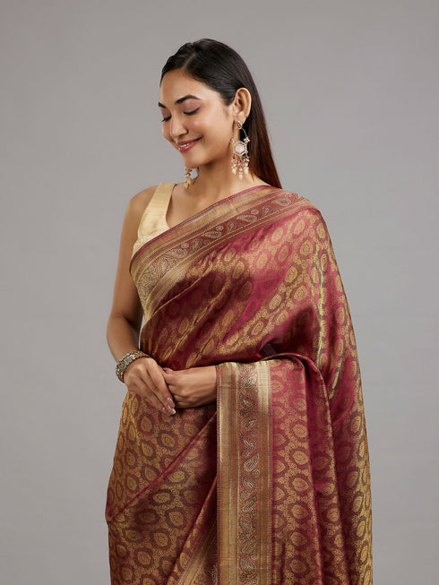 Mohey Elegant Wine Saree