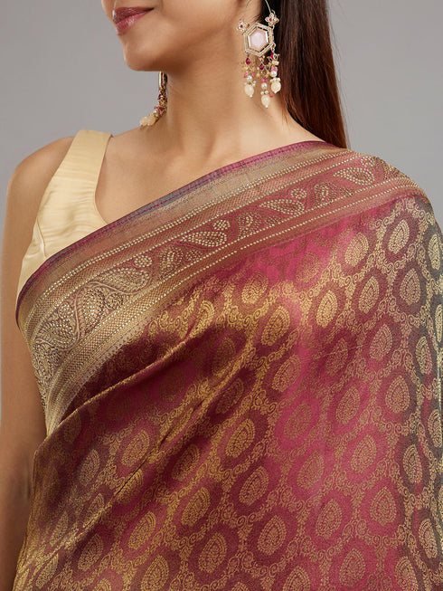 Mohey Elegant Wine Saree