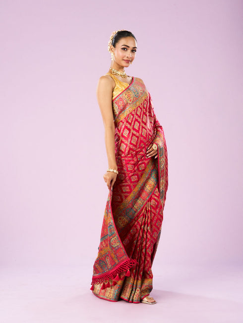 Mohey Elegance Overlaid Pink Saree