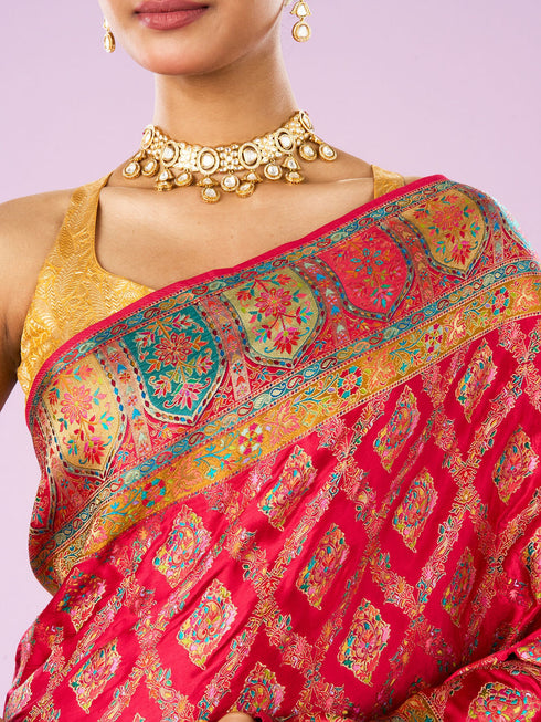 Mohey Elegance Overlaid Pink Saree