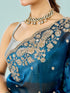 Mohey Indigo Starlet Organza Saree