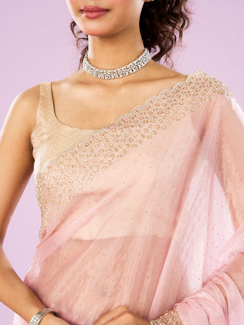 Mohey Radiant Pink Organza Saree
