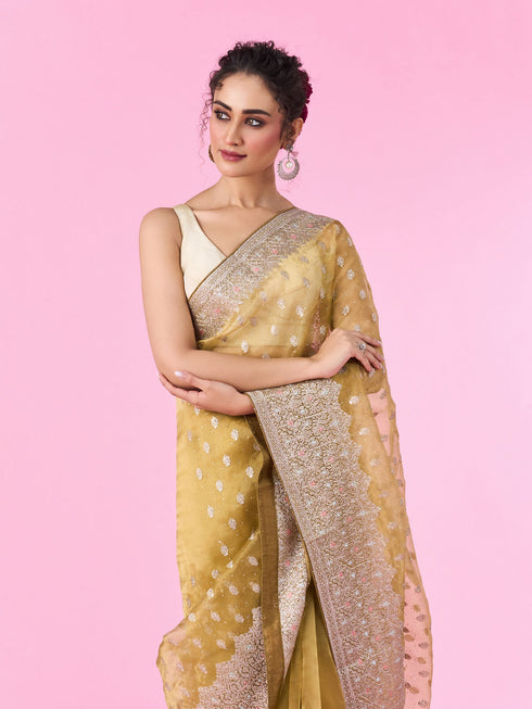 Mohey Emerald Green Elegance Saree
