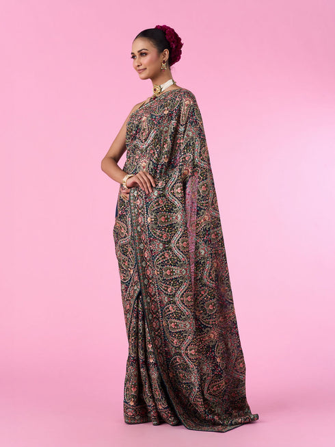 Mohey Ethereal Blue Georgette Saree