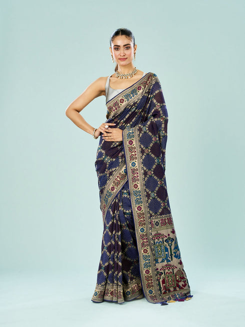 Mohey Indigo Blue Georgette Saree