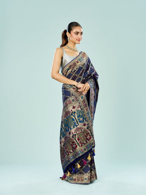 Mohey Indigo Blue Georgette Saree