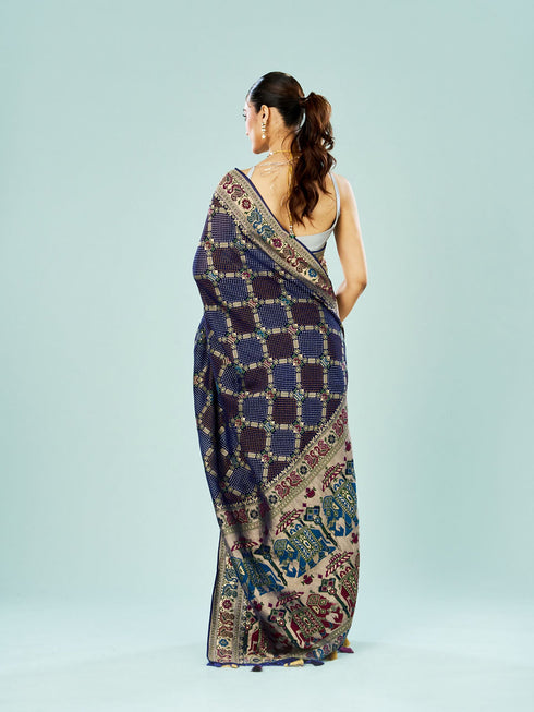 Mohey Indigo Blue Georgette Saree