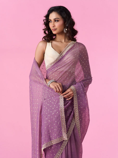 Mohey Purple Elegance Tissue Saree