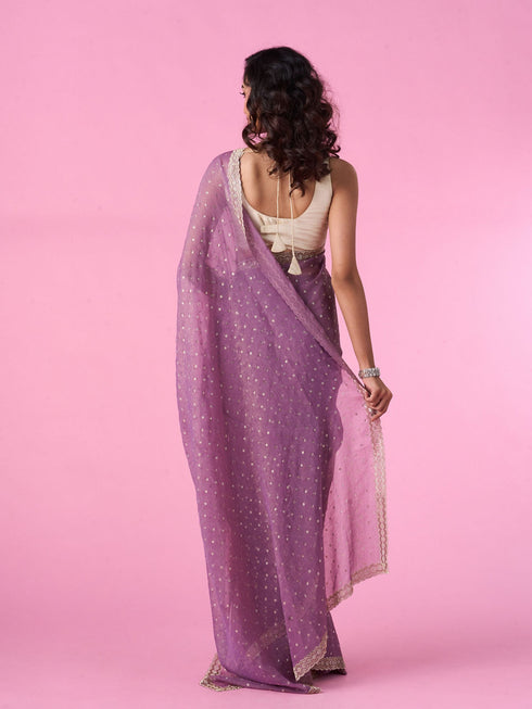 Mohey Purple Elegance Tissue Saree